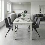 Σετ τραπεζαρία 5τμχ Darlen - Bianca Megapap χρώμα λευκό εφέ μαρμάρου - γκρι 125x72x74εκ.