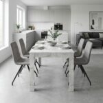 Σετ τραπεζαρία 5τμχ Darlen - Bianca Megapap χρώμα λευκό εφέ μαρμάρου - ανοιχτό μπεζ 125x72x74εκ.