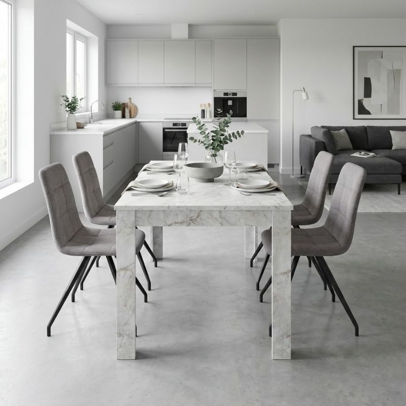 Σετ τραπεζαρία 5τμχ Darlen - Bianca Megapap χρώμα λευκό εφέ μαρμάρου - ανοιχτό μπεζ 125x72x74εκ. Σετ τραπεζαρία 5τμχ Darlen - Bianca Megapap χρώμα λευκό εφέ μαρμάρου - ανοιχτό μπεζ 125x72x74εκ.