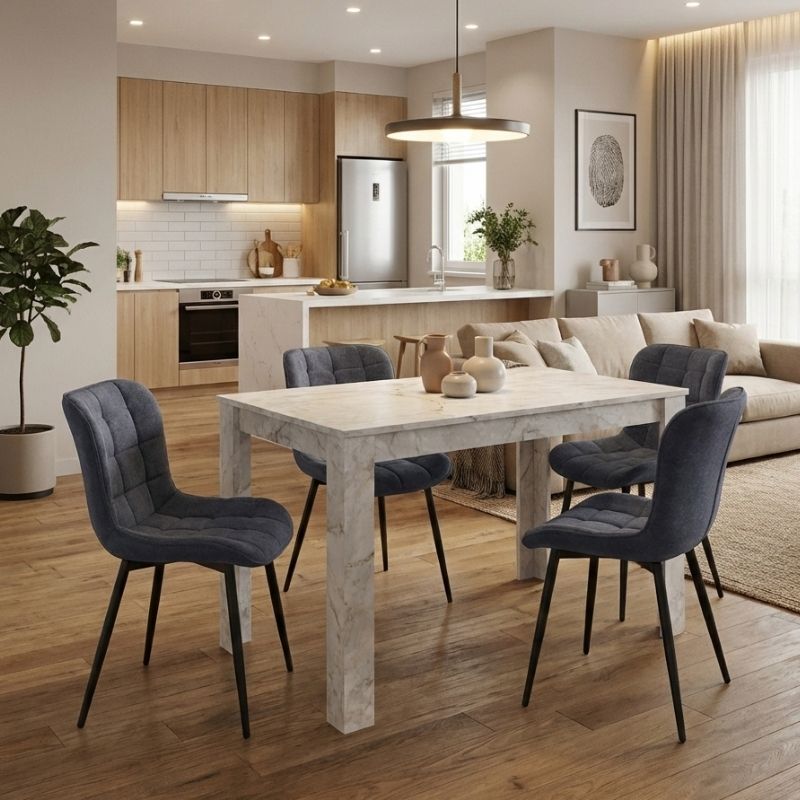 Σετ τραπεζαρία 5τμχ Darlen - Chiara Megapap χρώμα λευκό εφέ μαρμάρου - ανθρακί 125x72x74εκ. Σετ τραπεζαρία 5τμχ Darlen - Chiara Megapap χρώμα λευκό εφέ μαρμάρου - ανθρακί 125x72x74εκ.