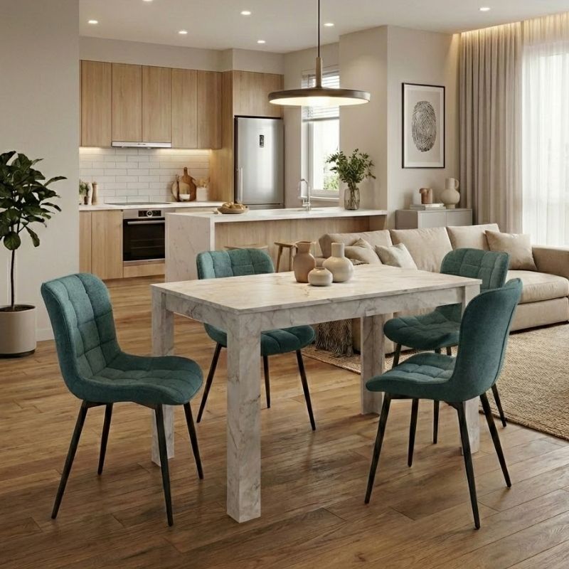 Σετ τραπεζαρία 5τμχ Darlen - Chiara Megapap χρώμα λευκό εφέ μαρμάρου - πράσινο 125x72x74εκ. Σετ τραπεζαρία 5τμχ Darlen - Chiara Megapap χρώμα λευκό εφέ μαρμάρου - πράσινο 125x72x74εκ.