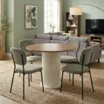 Σετ τραπεζαρία 5τμχ Bohema - Kevin Megapap χρώμα ivory/sepet oak - λαδί Ø90x77