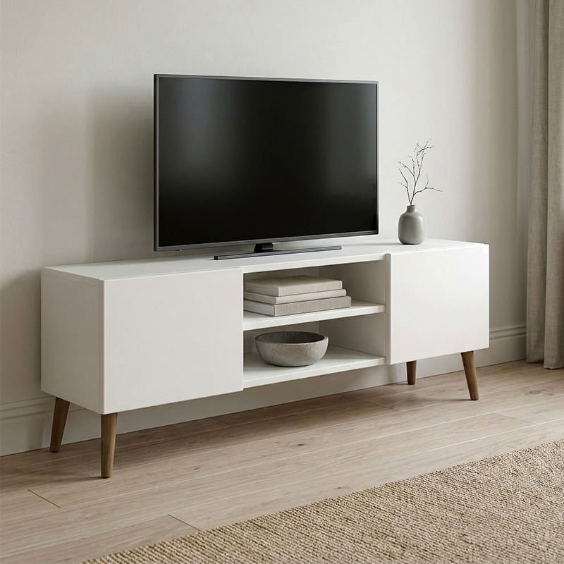 Έπιπλο τηλεόρασης Etna Megapap χρώμα λευκό 150x30x45εκ. Έπιπλο τηλεόρασης Etna Megapap χρώμα λευκό 150x30x45εκ.