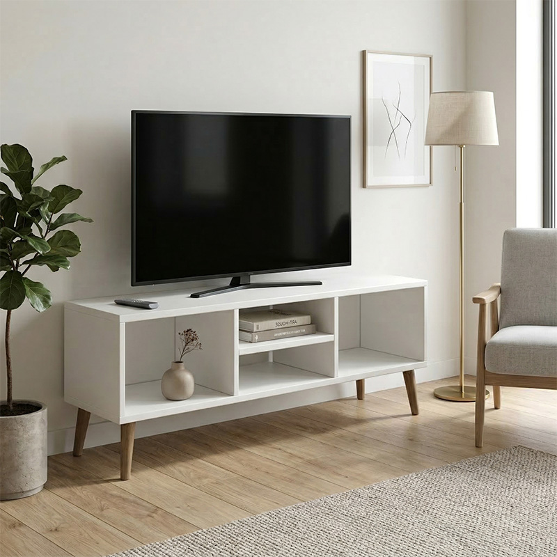 Έπιπλο τηλεόρασης Loren Megapap χρώμα λευκό 120x30x40εκ. Έπιπλο τηλεόρασης Loren Megapap χρώμα λευκό 120x30x40εκ.