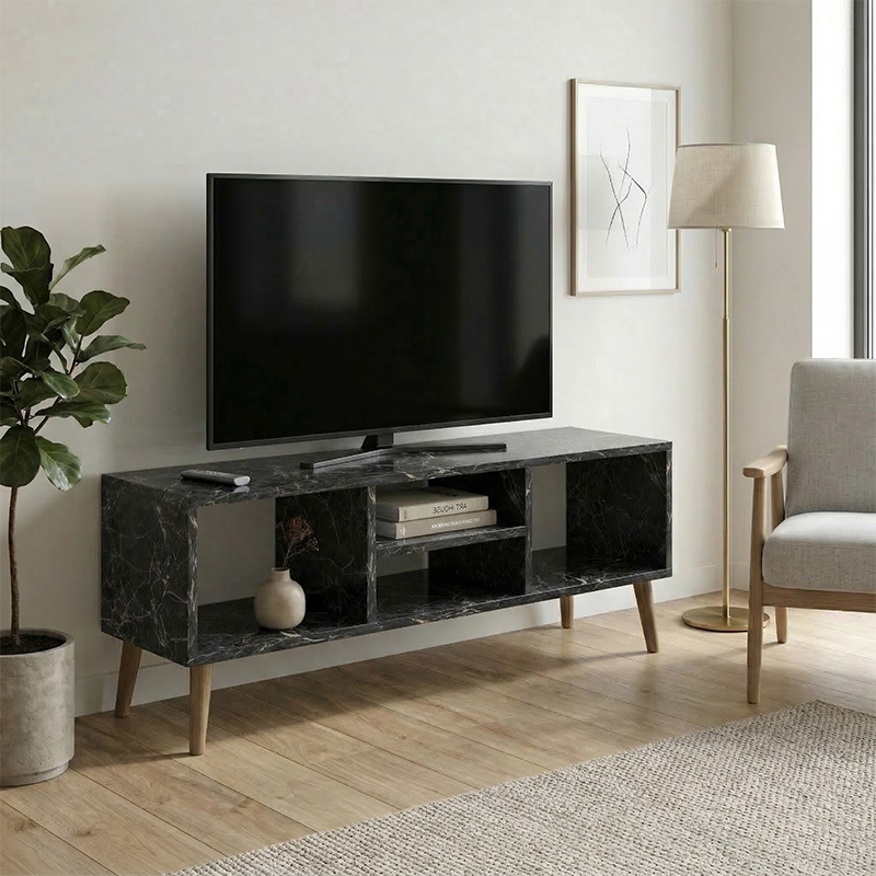 Έπιπλο τηλεόρασης Loren Megapap χρώμα μαύρο εφέ μαρμάρου 120x30x40εκ. Έπιπλο τηλεόρασης Loren Megapap χρώμα μαύρο εφέ μαρμάρου 120x30x40εκ.