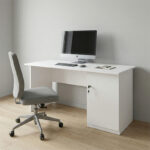 Γραφείο εργασίας με κλειδαριά Moto Megapap χρώμα λευκό 150x80x75εκ.