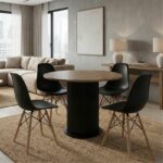 Σετ τραπεζαρία 5τμχ Bohema - Nova Megapap χρώμα μαύρο/sepet oak - μαύρο Ø90x77