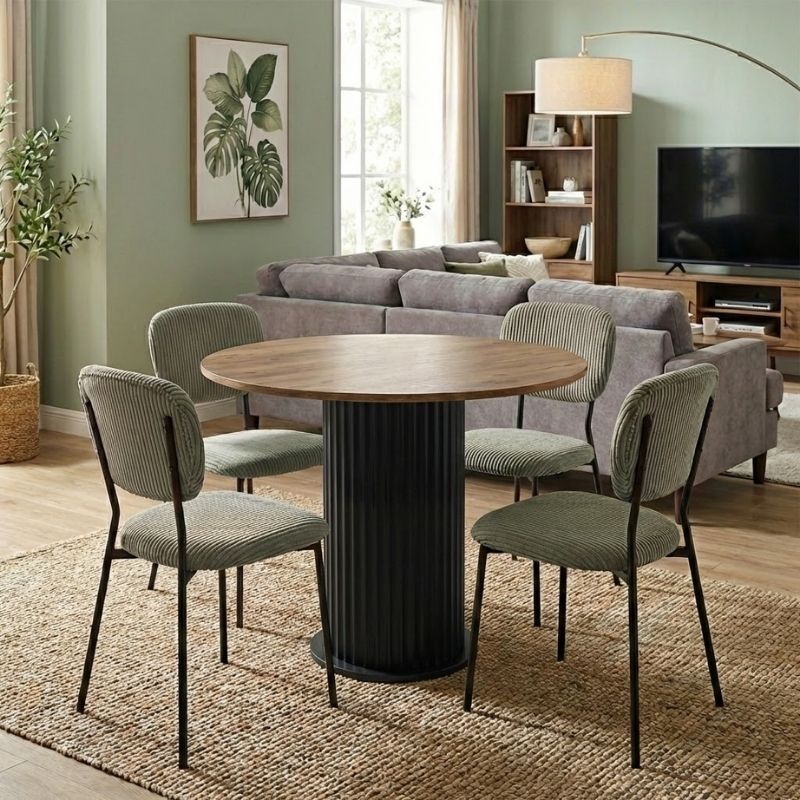 Σετ τραπεζαρία 5τμχ Bohema - Kevin Megapap χρώμα μαύρο/sepet oak - λαδί Ø90x77 Σετ τραπεζαρία 5τμχ Bohema - Kevin Megapap χρώμα μαύρο/sepet oak - λαδί Ø90x77