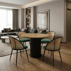 Σετ τραπεζαρία 5τμχ Bohema - Jacob Megapap χρώμα μαύρο/sepet oak - κυπαρισσί Ø90x77