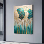 Πίνακας σε καμβά "Golden Leaves" Megapap ψηφιακής εκτύπωσης 70x100x3εκ. - Image 2