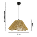 Φωτιστικό οροφής Sukne Megapap E27 γιούτα μονόφωτο χρώμα camel Ø35x60εκ. - Image 3