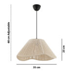 Φωτιστικό οροφής Sukne Megapap E27 από σχοινί μονόφωτο χρώμα εκρού Ø35x60εκ. - Image 3