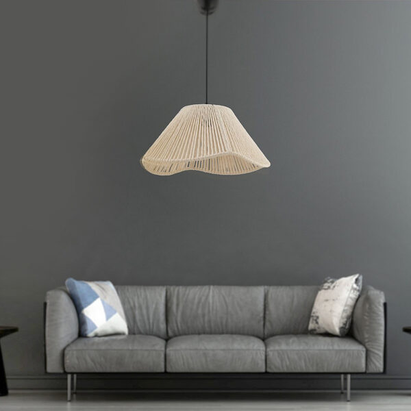 Φωτιστικό οροφής Sukne Megapap E27 από σχοινί μονόφωτο χρώμα εκρού Ø35x60εκ.