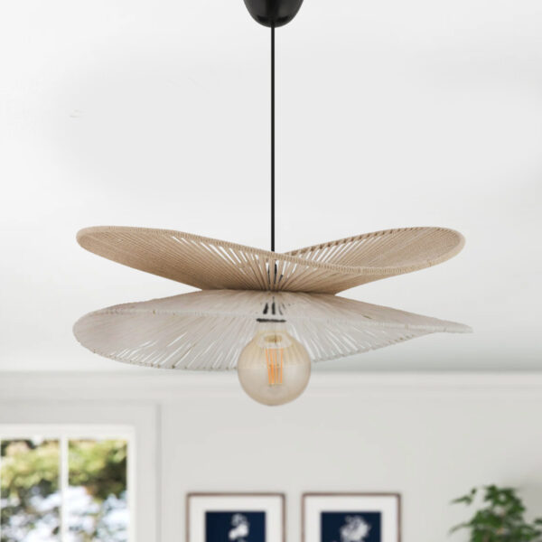 Φωτιστικό οροφής Dafodil Megapap E27 από σχοινί μονόφωτο χρώμα μπεζ - λευκό Ø48x55εκ.