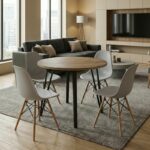 Σετ τραπεζαρία 5τμχ Xana - Nova Megapap χρώμα sepet oak - γκρι Ø90x77