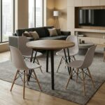 Σετ τραπεζαρία 5τμχ Xana - Nova Megapap χρώμα sepet oak - cappuccino Ø90x77