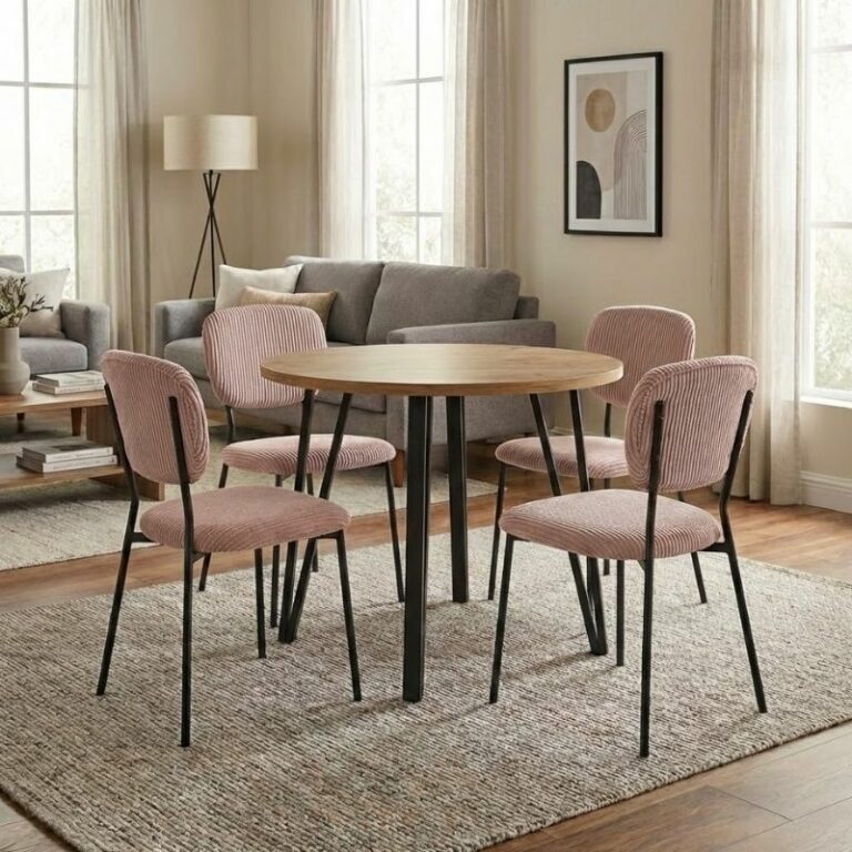 Σετ τραπεζαρία 5τμχ Xana - Kevin Megapap χρώμα sepet oak - μόκα Ø90x77