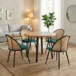 Σετ τραπεζαρία 5τμχ Xana - Jacob Megapap χρώμα sepet oak - κυπαρισσί Ø90x77