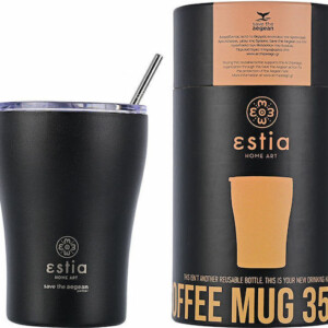 ESTIA Θερμική Κούπα Καφέ 350ml "Save the Aegean" Midnight Black 01-12083