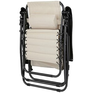 BAKAJI  Πτυσσόμενη Πολυθρόνα Κήπου Βαρύτητας Μηδέν από Ατσάλι και Ύφασμα Οξφόρδης με Δίσκο Μπεζ  02011801 - Image 2