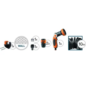 Επεκτεινόμενος Σπιράλ Σωλήνας Ποτίσματος 10m με Πιστόλι 8 Ροών & Βάση Στήριξης 02011989 GF Garden - Image 2