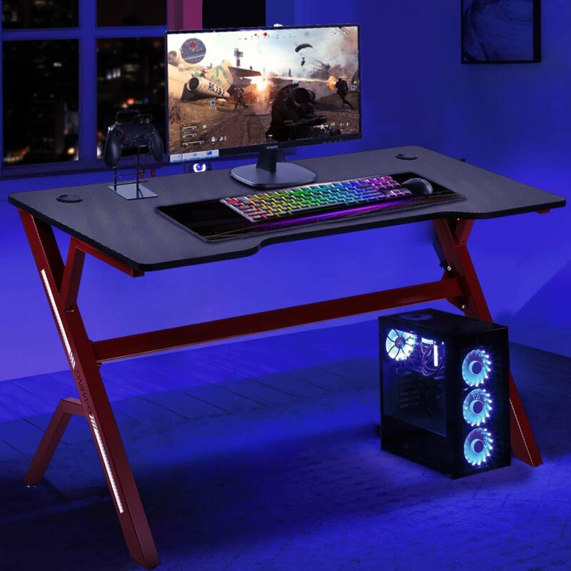 BAKAJI Γραφείο Gaming για Υπολογιστή από Μέταλλο και Ξύλο MDF με Mouse Pad 02012073 - Image 3