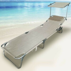 BAKAJI  Πτυσσόμενη Ξαπλώστρα Παραλίας με Σκίαστρο Μπεζ  02012482 - Image 3