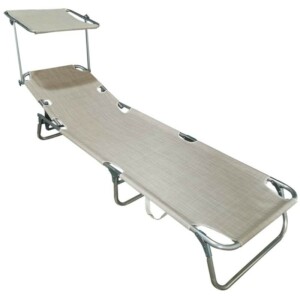 BAKAJI  Πτυσσόμενη Ξαπλώστρα Παραλίας με Σκίαστρο Μπεζ  02012482 - Image 4