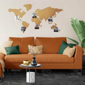 BAKAJI  Αυτοκόλλητος Πίνακας Ανακοινώσεων από Φελλό σε Σχήμα Παγκόσμιος Χάρτης με Πινέζες Puzzle World Map 102 x 50 cm 02012492 - Image 2