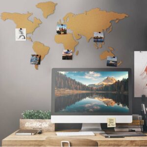 BAKAJI  Αυτοκόλλητος Πίνακας Ανακοινώσεων από Φελλό σε Σχήμα Παγκόσμιος Χάρτης με Πινέζες Puzzle World Map 102 x 50 cm 02012492 - Image 3