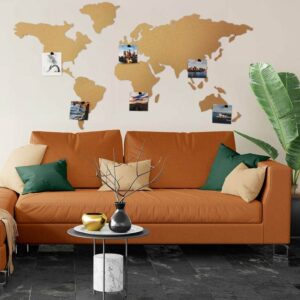 BAKAJI  Αυτοκόλλητος Πίνακας Ανακοινώσεων από Φελλό σε Σχήμα Παγκόσμιος Χάρτης με Πινέζες Puzzle World Map 150 x 80 cm 02012493 - Image 2