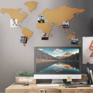 BAKAJI  Αυτοκόλλητος Πίνακας Ανακοινώσεων από Φελλό σε Σχήμα Παγκόσμιος Χάρτης με Πινέζες Puzzle World Map 150 x 80 cm 02012493 - Image 3