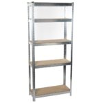KINZO Μεταλλική και Ξύλινη Ραφιέρα 5 Επιπέδων 170x75cm για Βαριά Φορτία - Γαλβανισμένη Κατασκευή 02813850 - Image 5