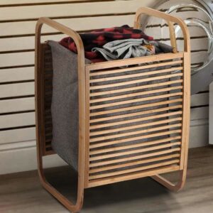 BAKAJI  Καλάθι Απλύτων από Μπαμπού με Υφασμάτινη Τσάντα 40 x 35 x 71 cm 02814319 - Image 5