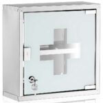 BAKAJI Ντουλάπι Φαρμάκων Ανοξείδωτου Χάλυβα με Σατινέ Γυαλί 30x30x12 cm 02814505