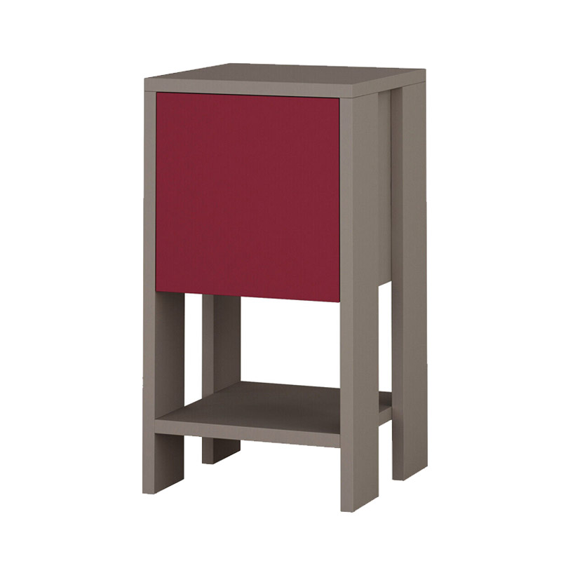 Ξύλινο Κομοδίνο με 1 Ράφι και 1 Ντουλάπι 30 x 30 x 55 cm Χρώματος Taupe / Μπορντό Bakaji 02815282 Ξύλινο Κομοδίνο με 1 Ράφι και 1 Ντουλάπι 30 x 30 x 55 cm Χρώματος Taupe / Μπορντό Bakaji 02815282