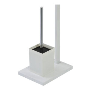 Επιδαπέδια Μεταλλική/Ξύλινη Χαρτοθήκη Μπάνιου με Πιγκάλ 18 x 24 x 72 cm Χρώματος Λευκό Bakaji 02815406 - Image 2