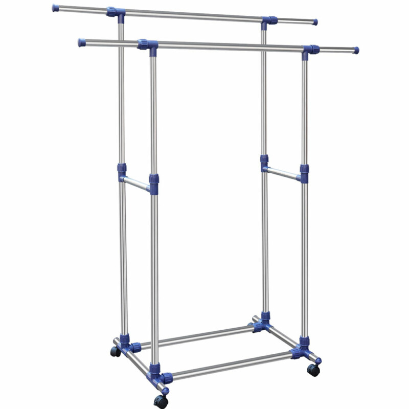 BAKAJI Διπλή Κρεμάστρα από Ατσάλι με Ρόδες και Ρυθμιζόμενες Τηλεσκοπικές Ράβδους 02816431 BAKAJI Διπλή Κρεμάστρα από Ατσάλι με Ρόδες και Ρυθμιζόμενες Τηλεσκοπικές Ράβδους 02816431