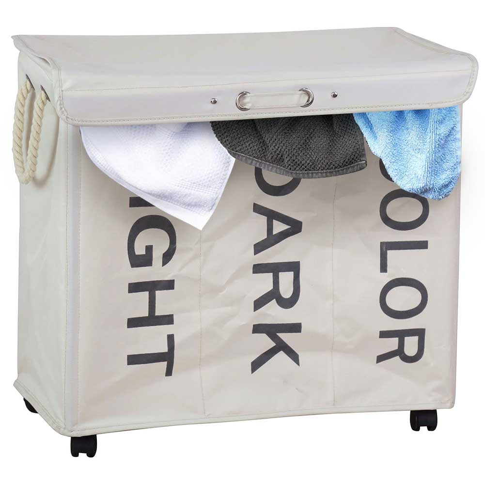 BAKAJI Καλάθι Απλύτων 3 Θέσεων Πτυσσόμενο Υφασμάτινο με Ρόδες Κρεμ 02822740 BAKAJI Καλάθι Απλύτων 3 Θέσεων Πτυσσόμενο Υφασμάτινο με Ρόδες Κρεμ 02822740