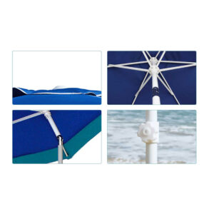 Σπαστή Ομπρέλα Θαλάσσης Διαμέτρου 210 cm Χρώματος Μπλε / Τιρκουάζ Bakaji 02822886 - Image 2