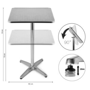 BAKAJI  Μπαρ Μπιστρό Τραπεζάκι Υψηλό Πτυσσόμενο Αλουμινίου Τετράγωνο 60x60x110εκ Τραπέζι Παμπ 02824799 - Image 3