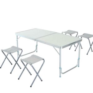 BAKAJI  Πτυσσόμενο Τραπέζι Κατασκήνωσης Πικνίκ 120x60cm με 4 Καρέκλες Αλουμινίου  02826751 - Image 2