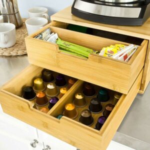 BAKAJI  Ξύλινος Διοργανωτής από Μπαμπού με 2 Συρτάρια για Κάψουλες Καφέ 31 x 30 x 18 cm 02830308 - Image 2