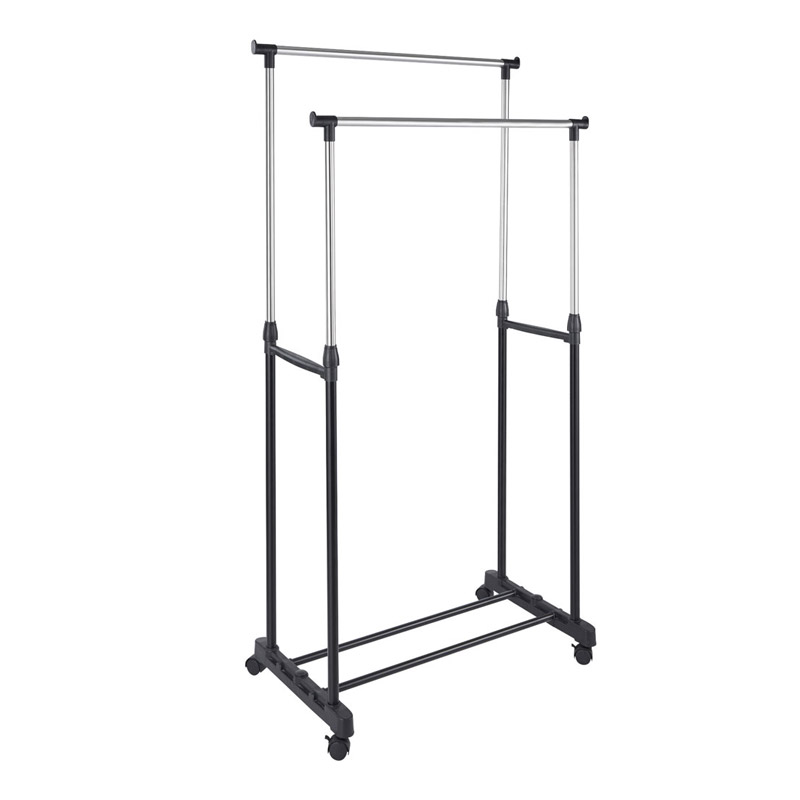 Τροχήλατη Διπλή Μεταλλική Κρεμάστρα Ρούχων Δαπέδου 80 x 40 x 90-165 cm Bakaji 02831957 Τροχήλατη Διπλή Μεταλλική Κρεμάστρα Ρούχων Δαπέδου 80 x 40 x 90-165 cm Bakaji 02831957