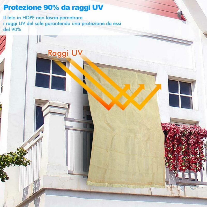 BAKAJI Πανί Σκίασης 280x295 HDPE με Κρίκους για Μπαλκόνι Βεράντα Μπεζ 02832421 - Image 4