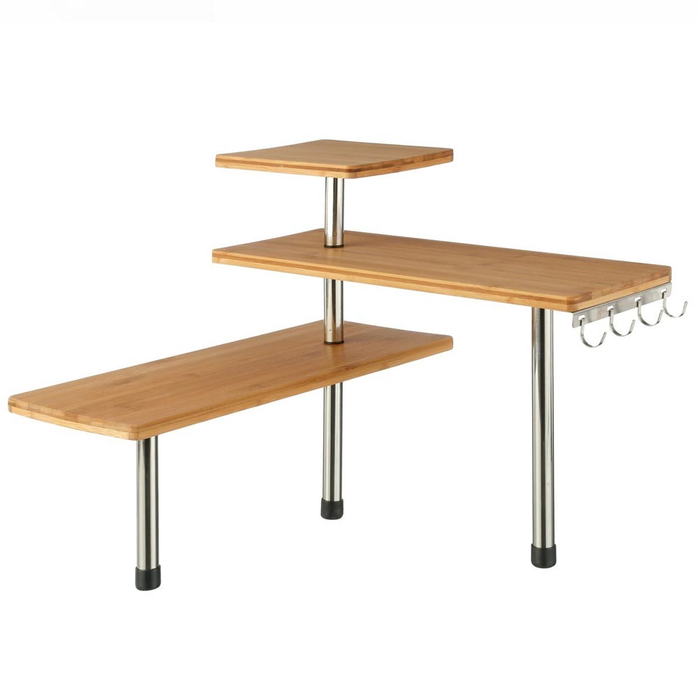 BAKAJI Γωνιακό Ράφι Κουζίνας με 3 Ράφια από Ξύλο Μπαμπού και Ατσάλι Γωνιακό Έπιπλο 02832578 BAKAJI Γωνιακό Ράφι Κουζίνας με 3 Ράφια από Ξύλο Μπαμπού και Ατσάλι Γωνιακό Έπιπλο 02832578