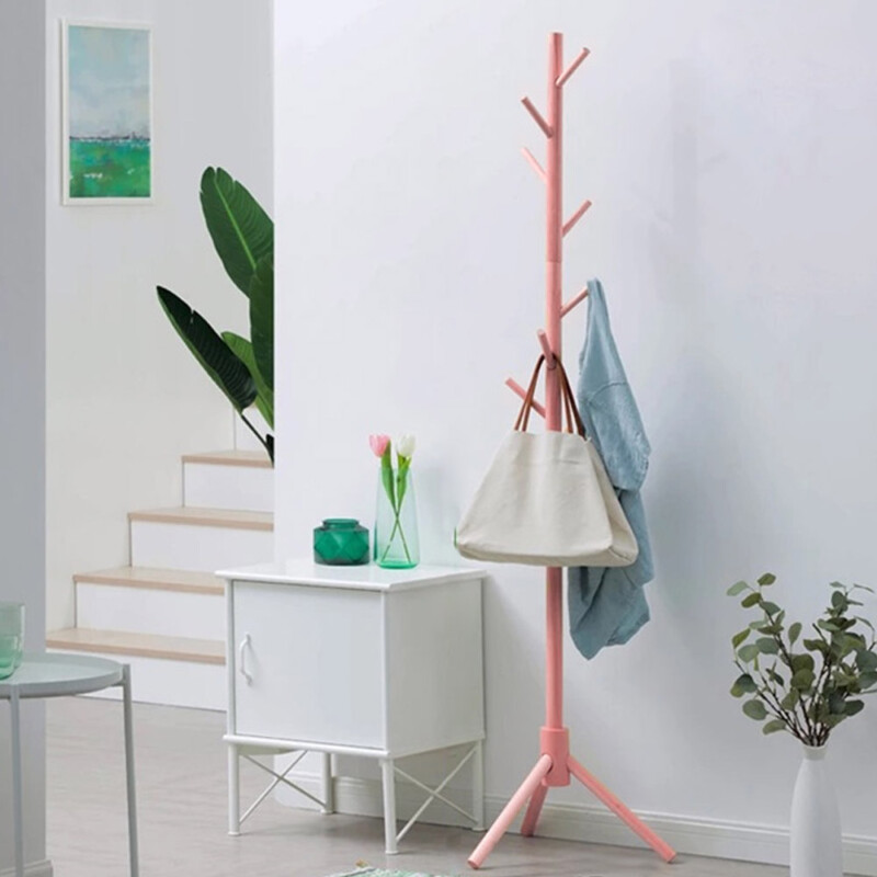 BAKAJI Καλόγερος Κρεμάστρα Δαπέδου από ξύλο σημύδας με 8 Γάντζους Ροζ 41x41x176 02832688 BAKAJI Καλόγερος Κρεμάστρα Δαπέδου από ξύλο σημύδας με 8 Γάντζους Ροζ 41x41x176 02832688