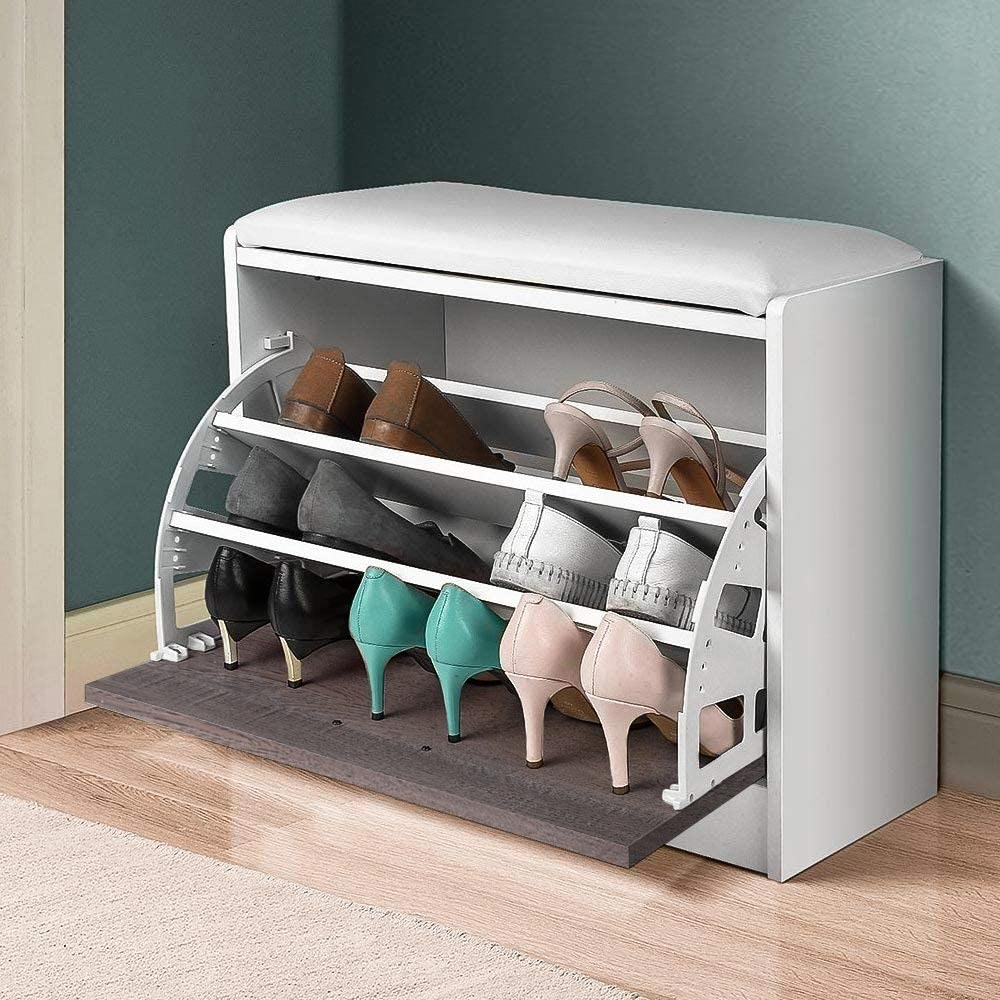 BAKAJI Παπουτσοθήκη Πάγκος 1 Πόρτα Τριπλή Βάθος με Κάθισμα από Οικολογικό Δέρμα Γκρι 60x30x48 02837513 BAKAJI Παπουτσοθήκη Πάγκος 1 Πόρτα Τριπλή Βάθος με Κάθισμα από Οικολογικό Δέρμα Γκρι 60x30x48 02837513