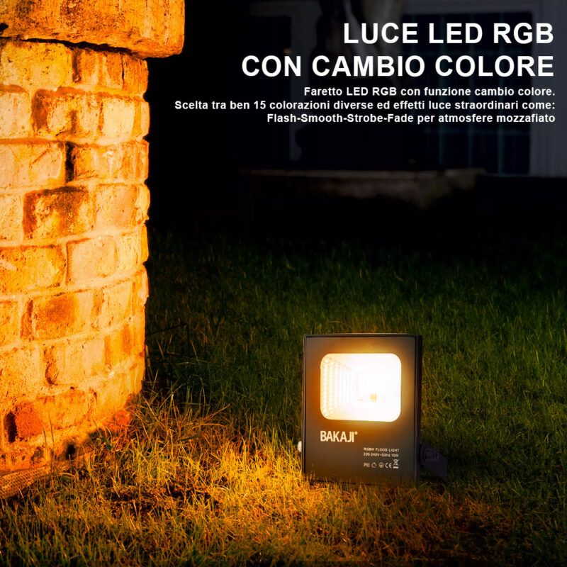 BAKAJI Φωτιστικό Faro LED RGB 30W Εξωτερικού Χώρου Slim IP65 με Τηλεχειριστήριο 02837943 - Image 2