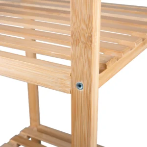 Στήλη-Ραφιέρα Μπάνιου από Μπαμπού με 5 Ράφια – 32 x 33 x 141 cm Φυσικό Ξύλο 02838914 Alpina - Image 3